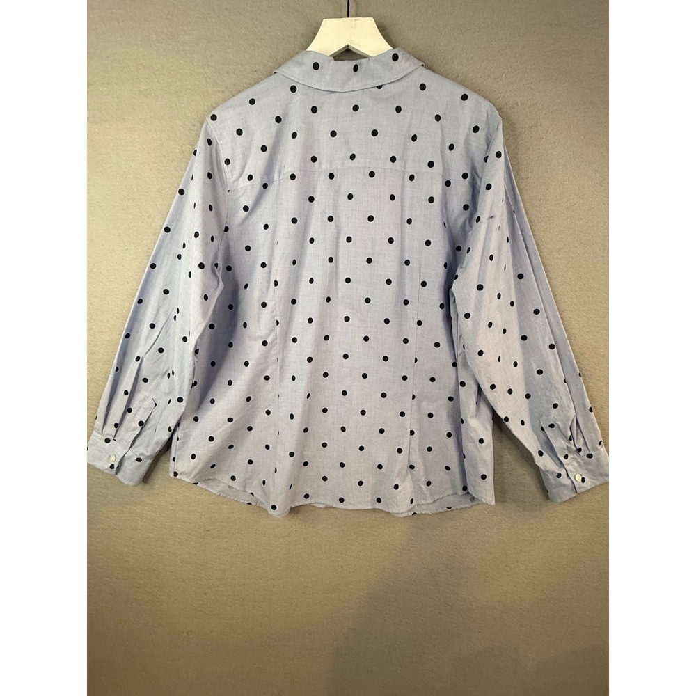 Talbots Button Down Top Womens 2X Blue Polka Dot Long Sleeve Cotton - Picture 4 of 7